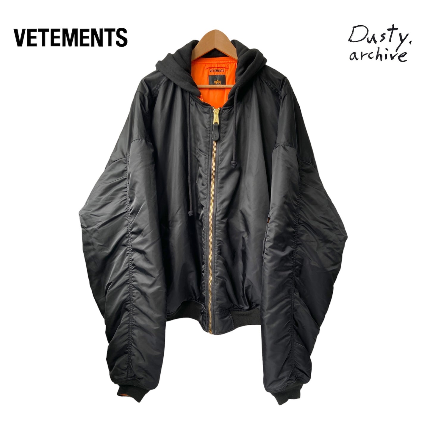 Vetements alpha industries black/orange reversible oversized bomber jacket L