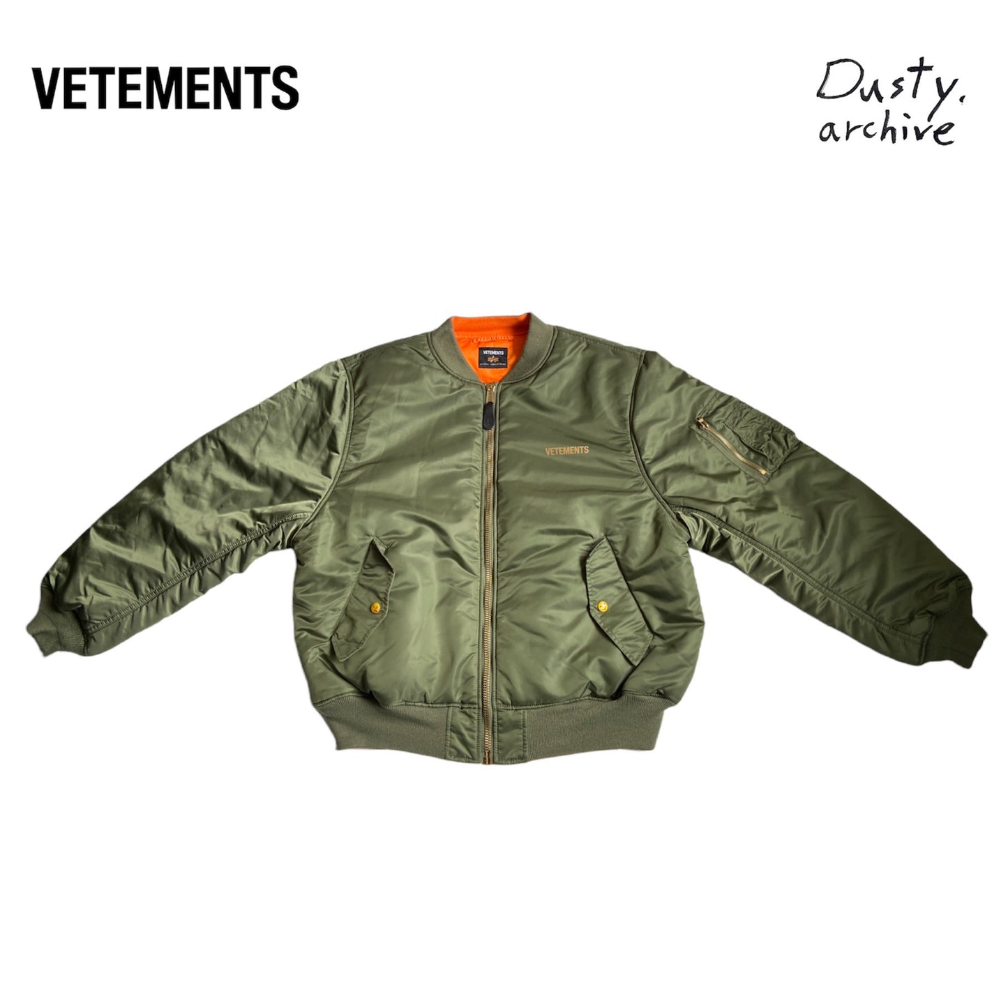 Vetements ss18 alpha green/ orange emoji oversized bomber