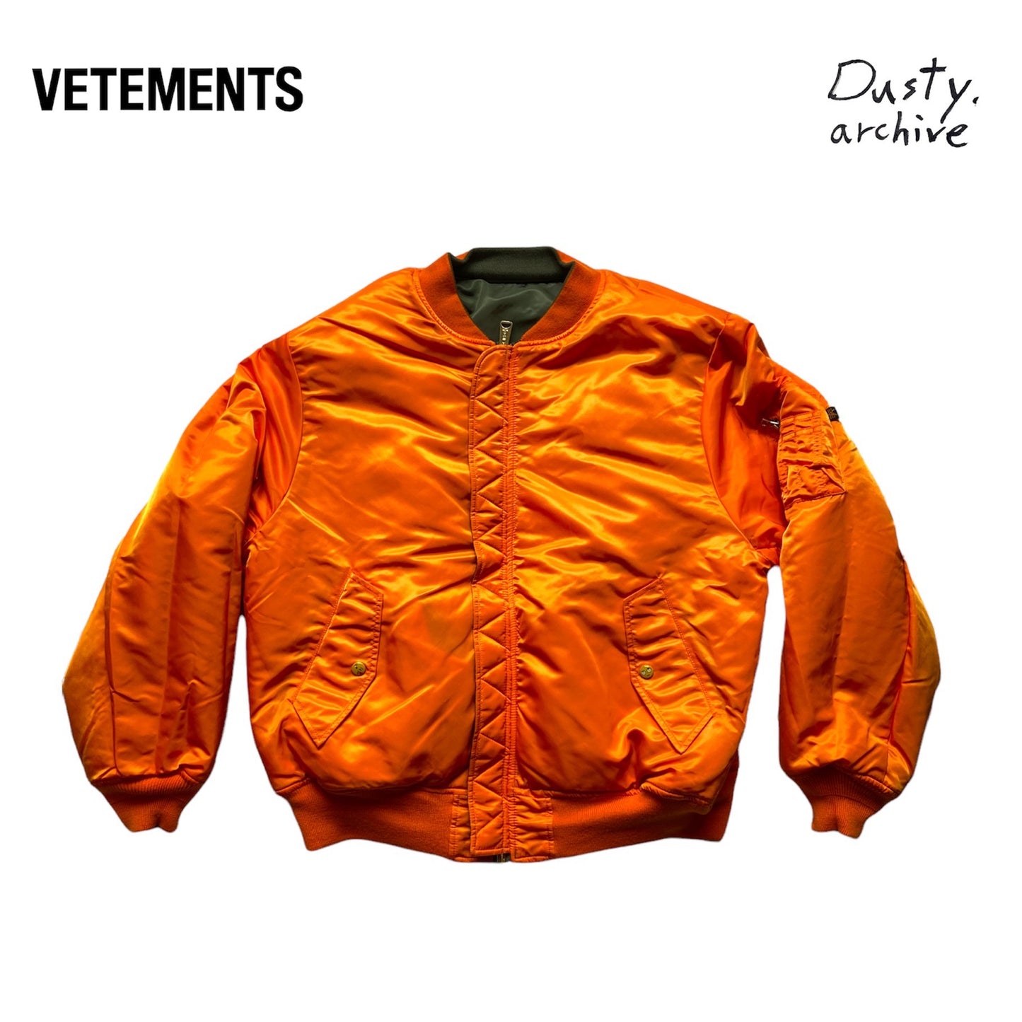 Vetements ss18 alpha green/ orange emoji oversized bomber