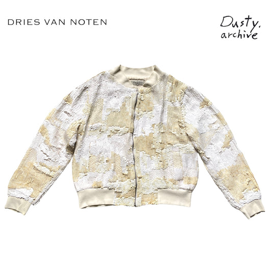 Dries van Noten cream sequin bomber M