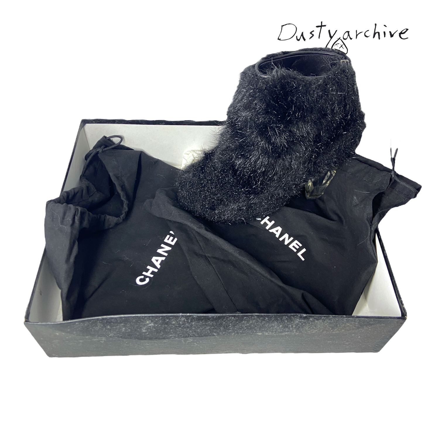 Chanel aw10 Karl black yeti ankle shooties with ice cap heels boots 39.5