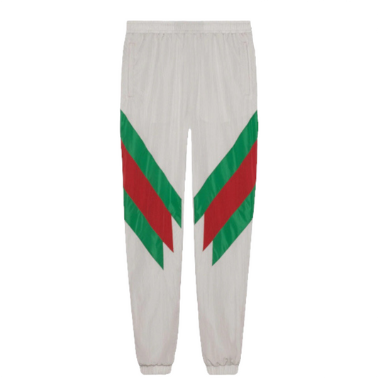 GUCCI silver & Web-Stripe Trackpants logo L