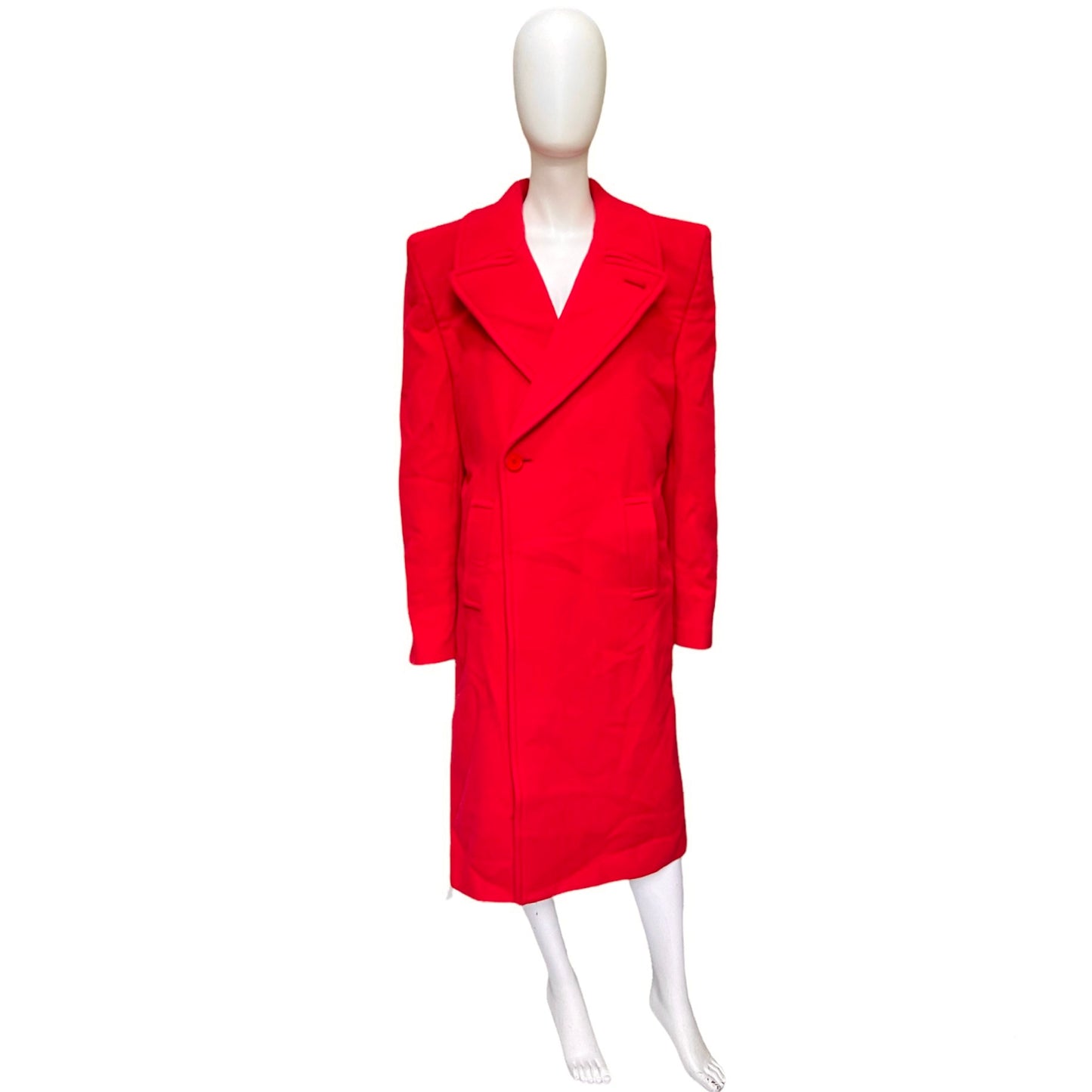 Balenciaga Ss19 runway 80s boxy shoulder red camel wool coat jacket 46
