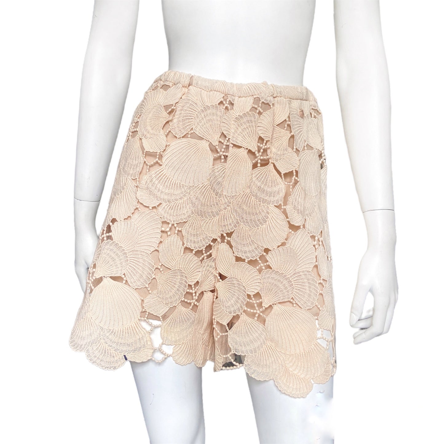 Chanel Karl seashell floral embroidery pink shorts 38
