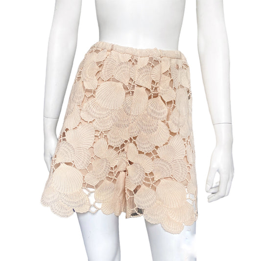 Chanel Karl seashell floral embroidery pink shorts 38
