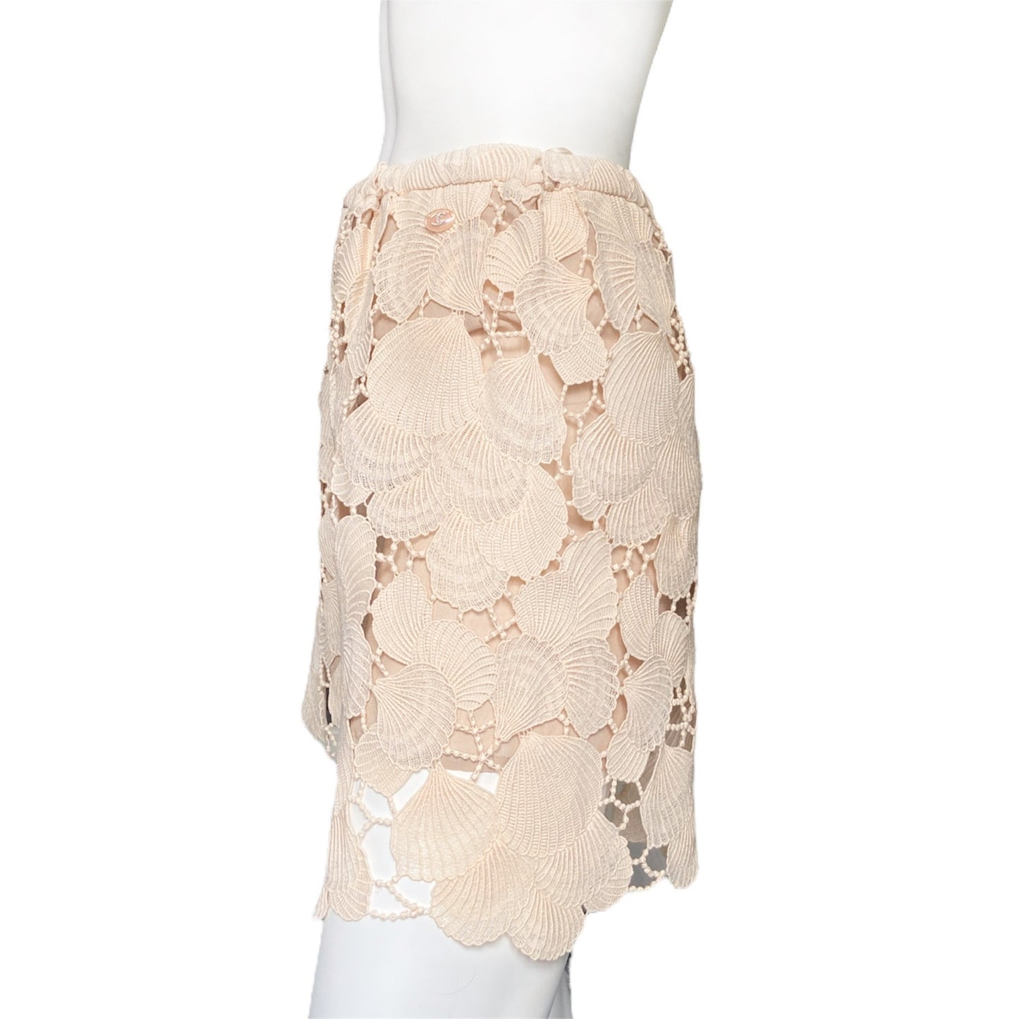 Chanel Karl seashell floral embroidery pink shorts 38