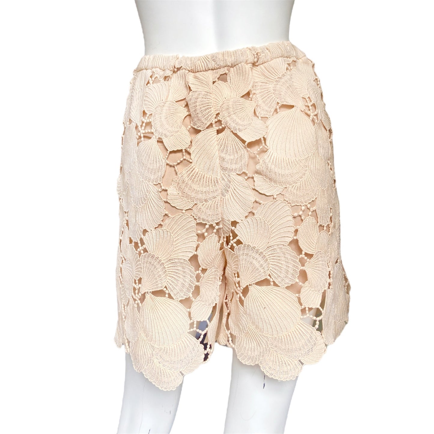 Chanel Karl seashell floral embroidery pink shorts 38