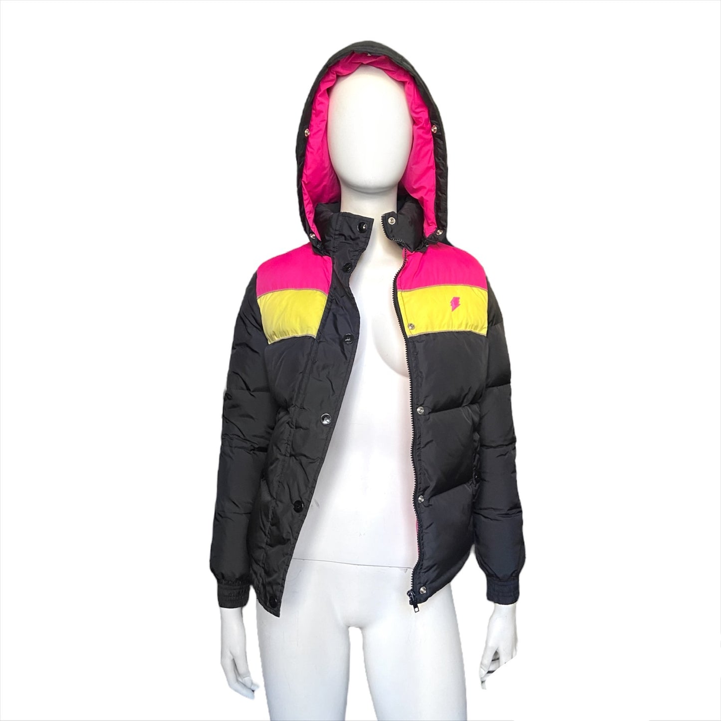 W< "KISS THE FUTURE" goose down puffer jacket with hood M