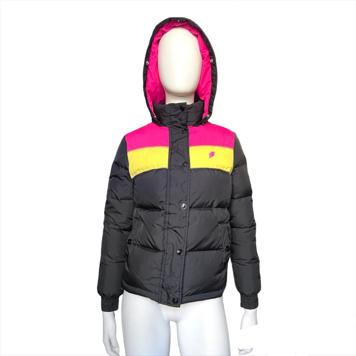 W< "KISS THE FUTURE" goose down puffer jacket with hood M
