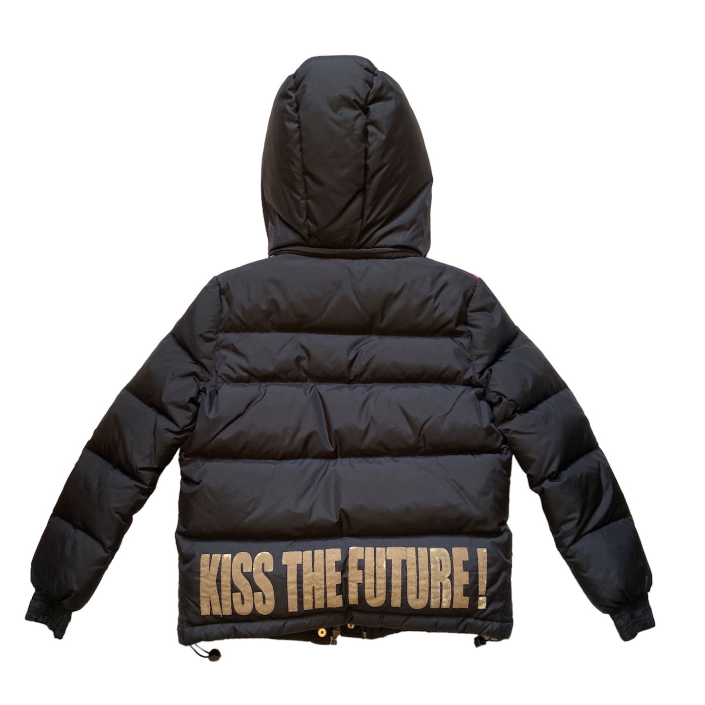 W< "KISS THE FUTURE" goose down puffer jacket with hood M