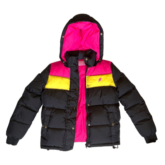 W< "KISS THE FUTURE" goose down puffer jacket with hood M