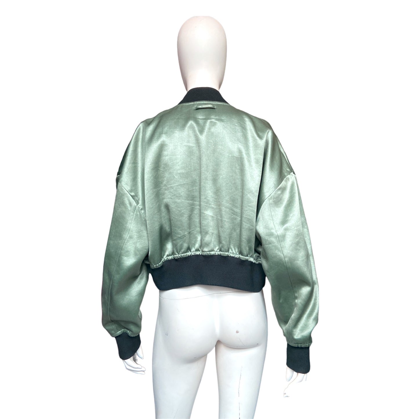 Jean Paul Gaultier fw14 green silk cropped bomber 44