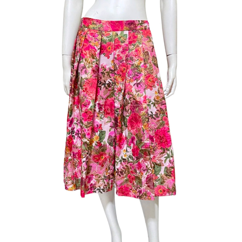 Comme des garçons ss20 floral jacquard gold pink round skirt 31
