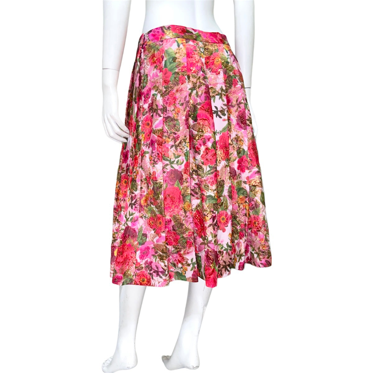 Comme des garçons ss20 floral jacquard gold pink round skirt 31