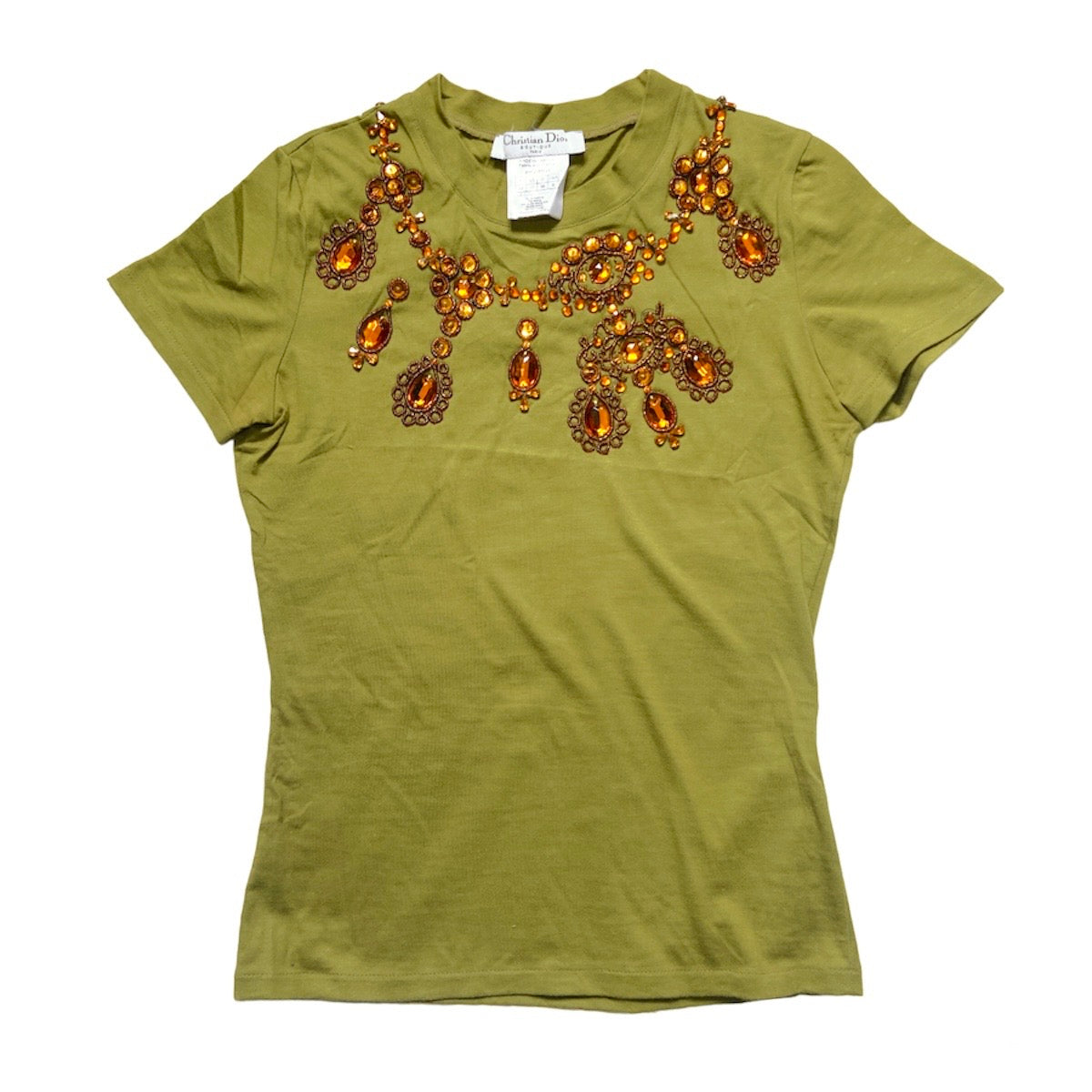 Dior Fall 2002 Galliano Swaroski crystal trompe l’oeil necklace tee