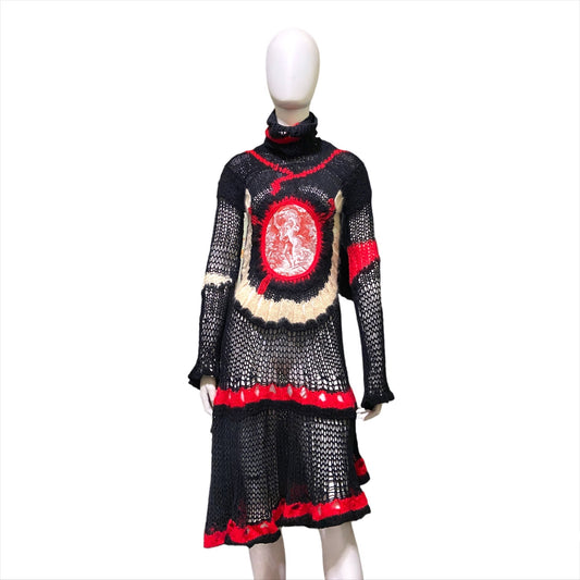 Jean Paul Gaultier Fall 2007 Mohair Spider Webbed Open Knit Sweater Dress