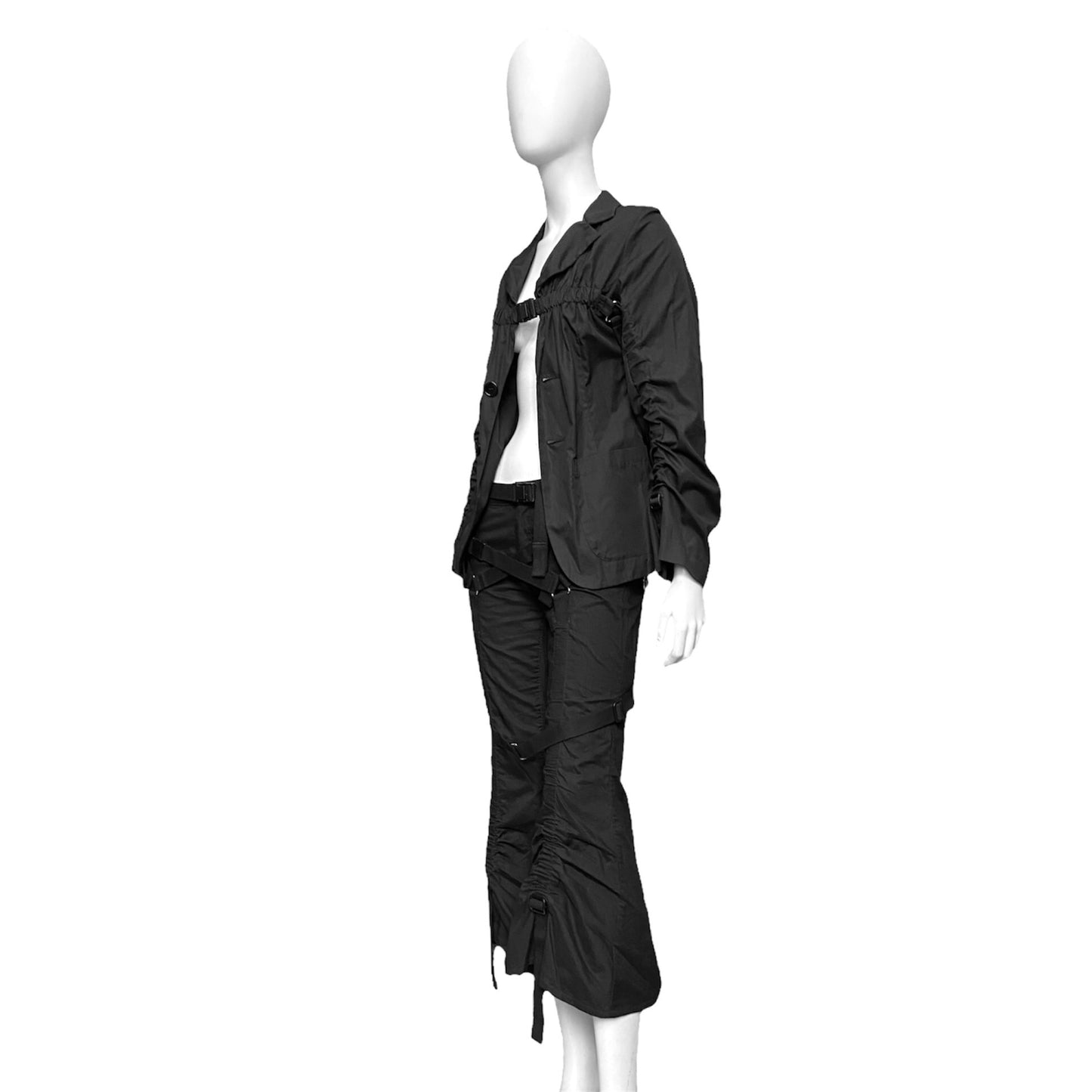 Junya Watanabe 2003 spring black bondage parachute jacket blazer pants set