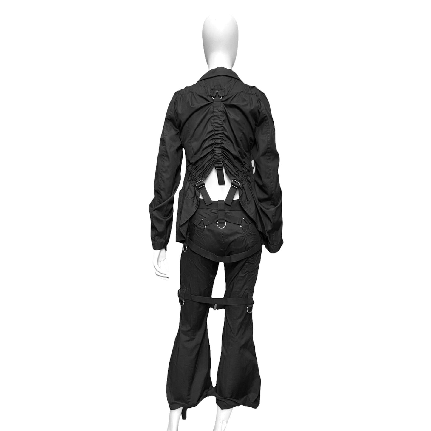 Junya Watanabe 2003 spring black bondage parachute jacket blazer pants set