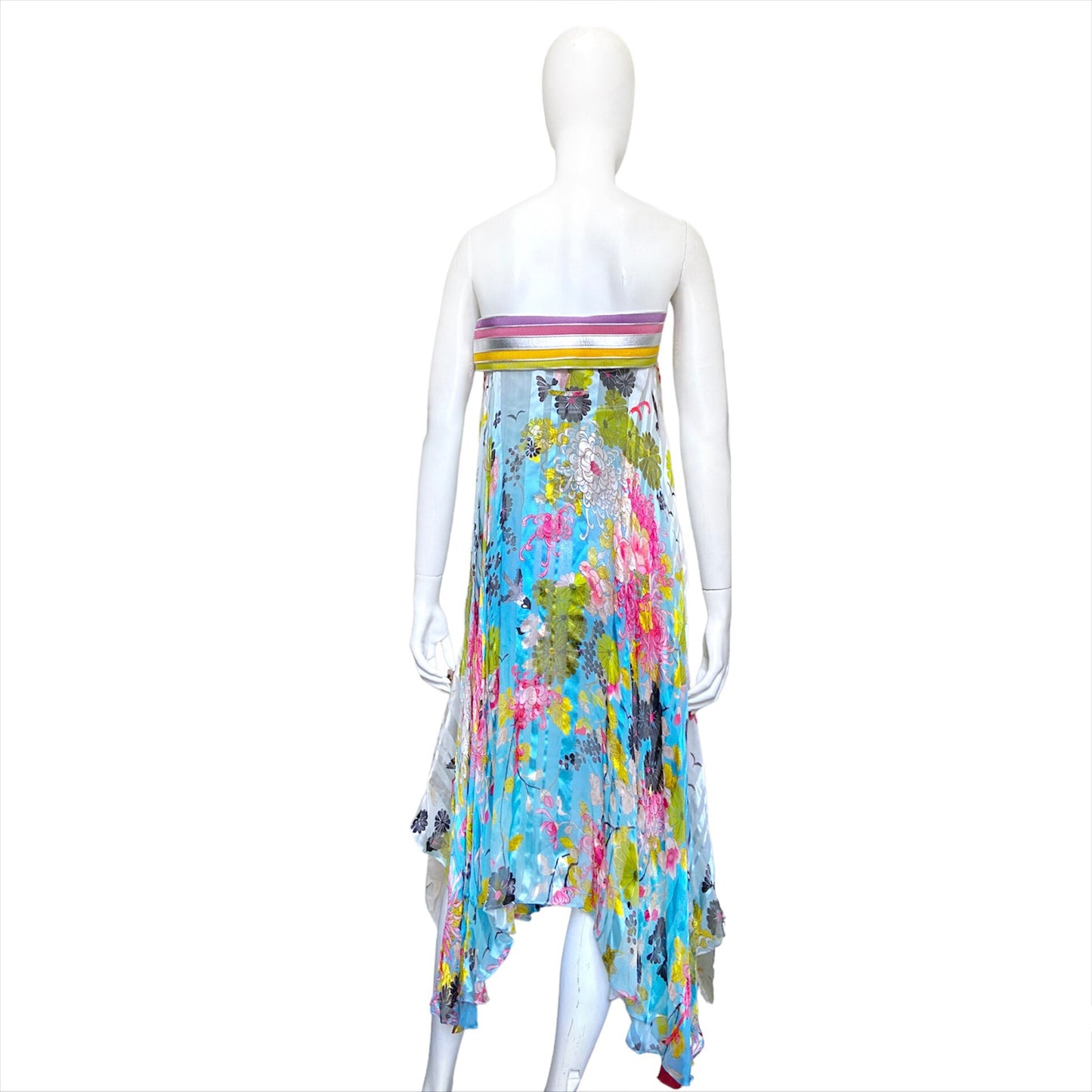 Jean Paul Gaultier Spring 2013 Boy George Kimono Pleated Silk Floral Skirt Strapless Dress