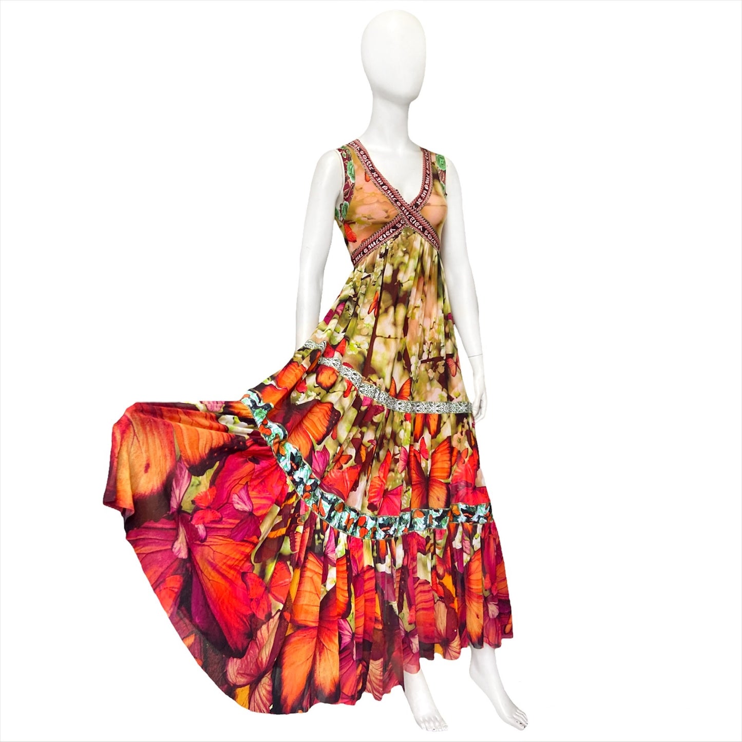 Jean Paul Gaultier 2003 soleli butterfly maxi dress