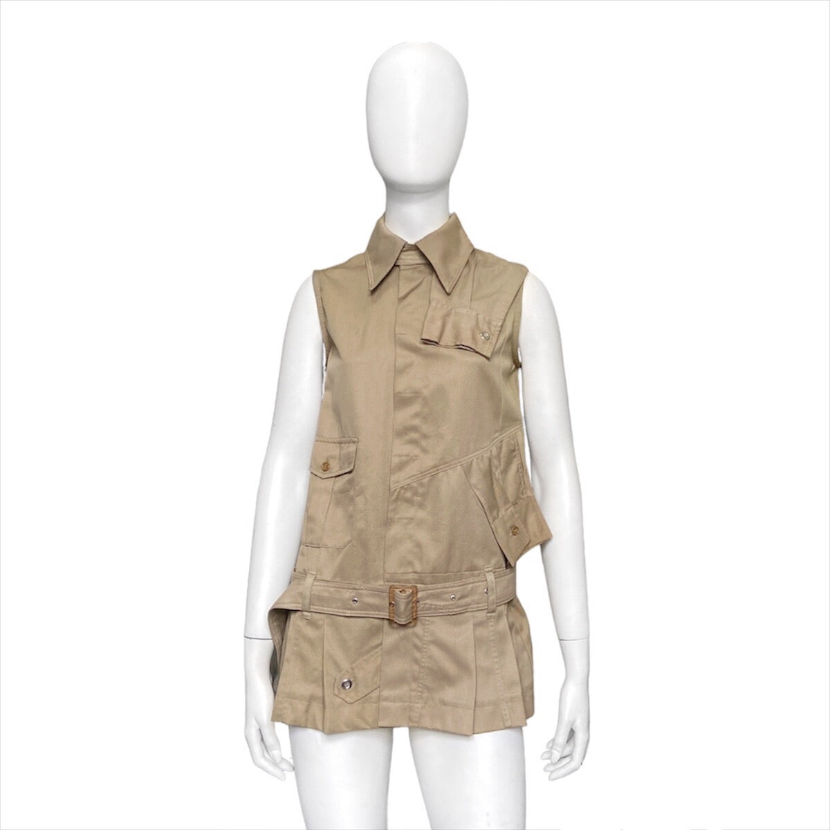 20471120 paper khaki rebuilt pleated shirt vest
