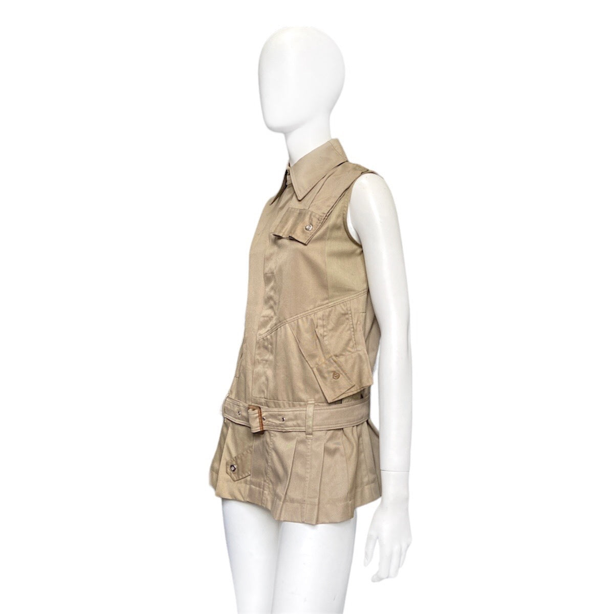 20471120 paper khaki rebuilt pleated shirt vest