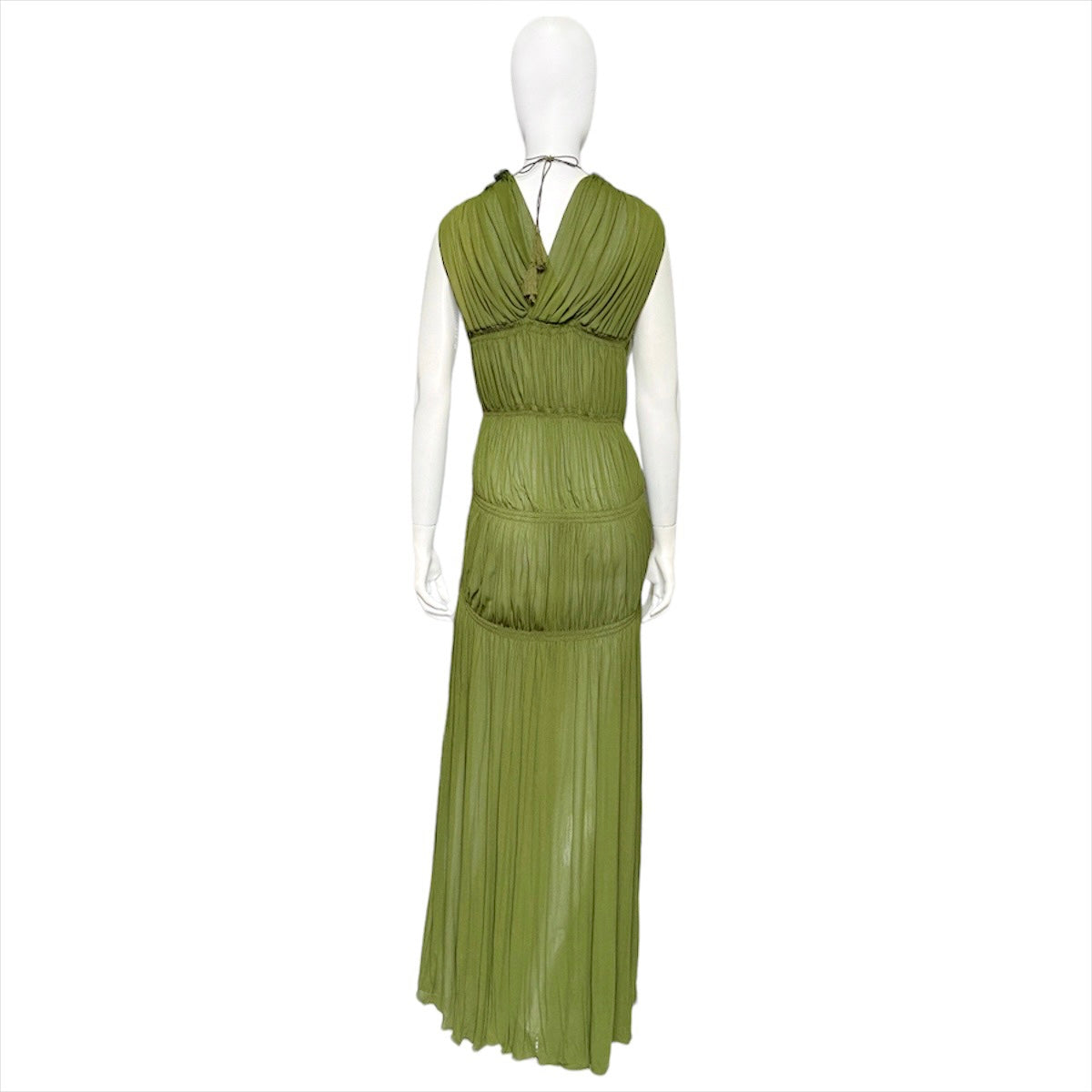 Jean Paul Gaultier spring 2011 green pleated ruffles maxi dress
