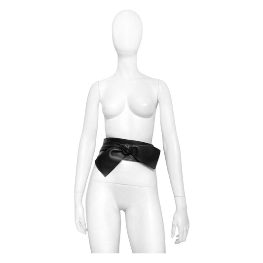 Alexander Mcqueen black wide bow leather corset belt