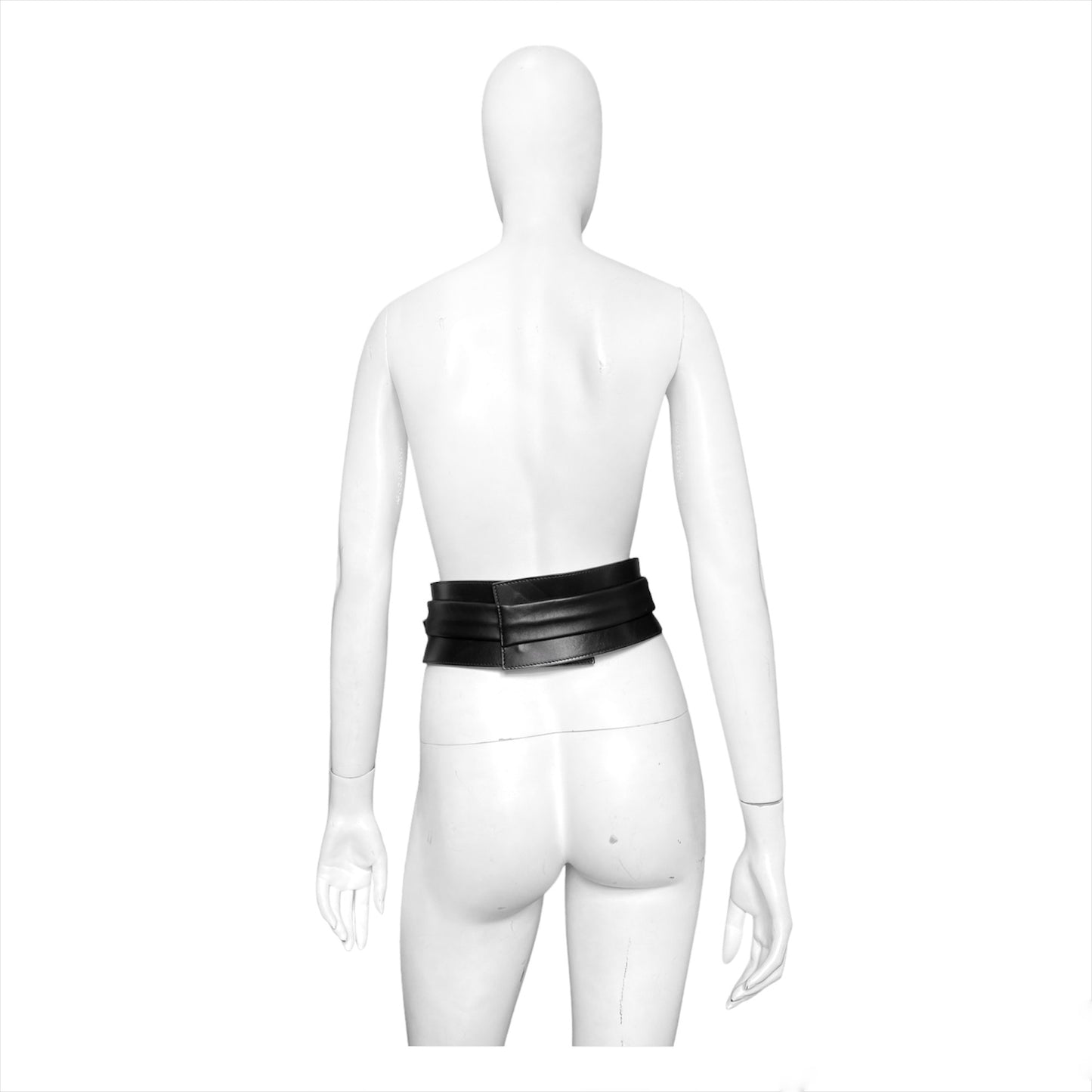 Alexander Mcqueen black wide bow leather corset belt