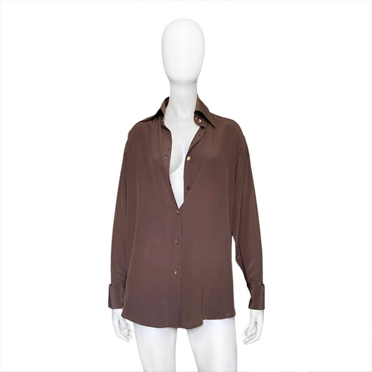 Gucci spring 1997 tom ford brown silk shirt 40