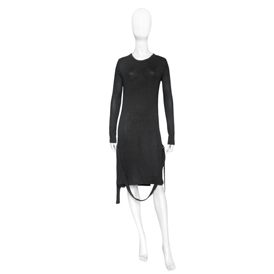 Ann Demeulemeester black bondage strap long sleeve top dress 34