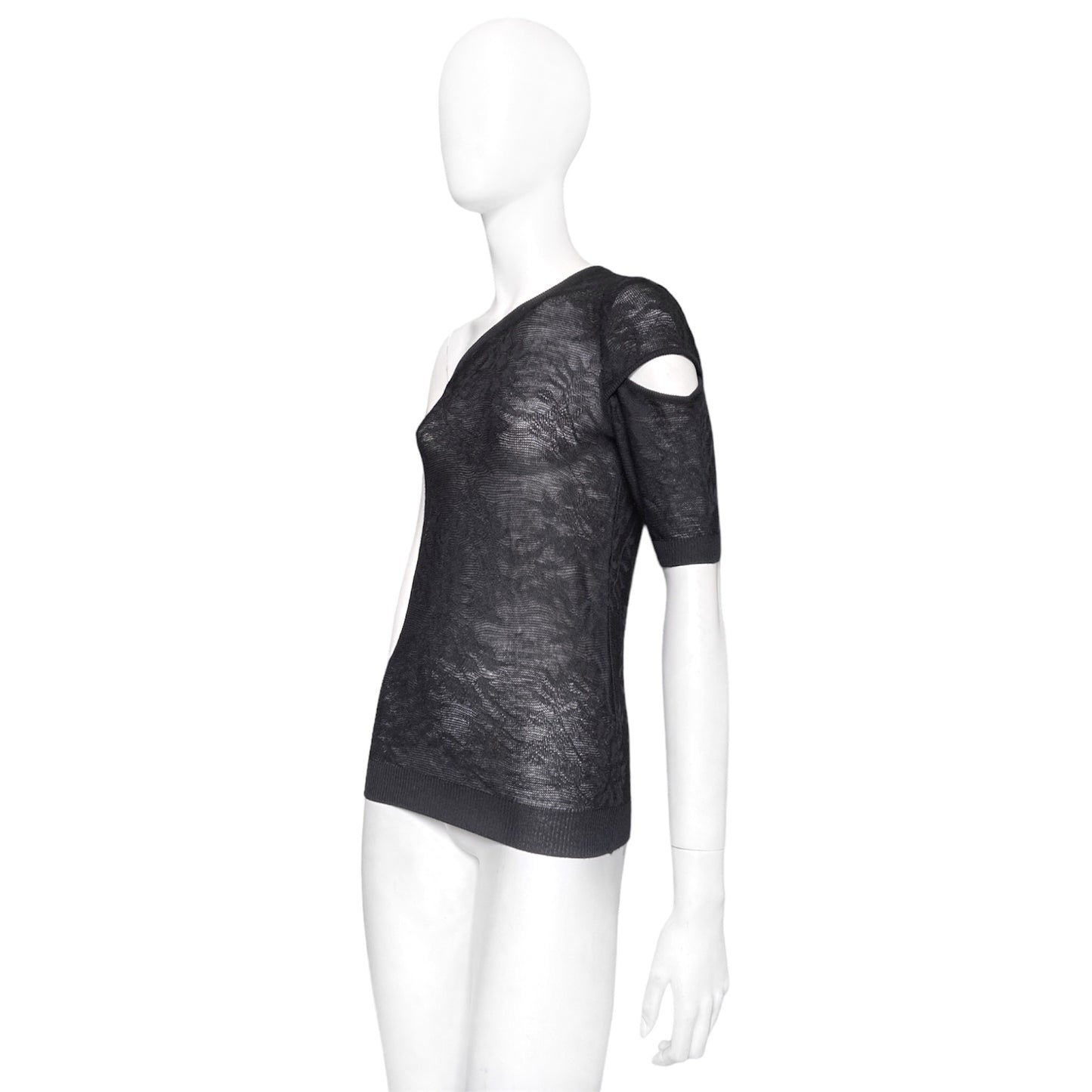 Helmut Lang spring 1996 floral knit one shoulder top M