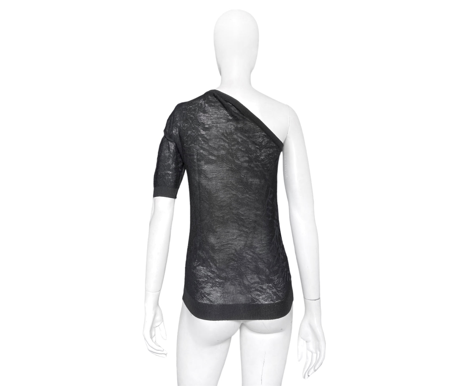 Helmut Lang spring 1996 floral knit one shoulder top M
