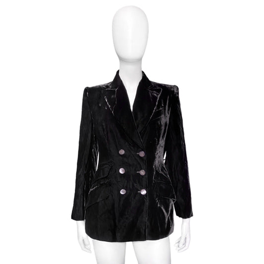 Gucci Fall 1995 Runway Velvet Double-Breasted Blazer 40