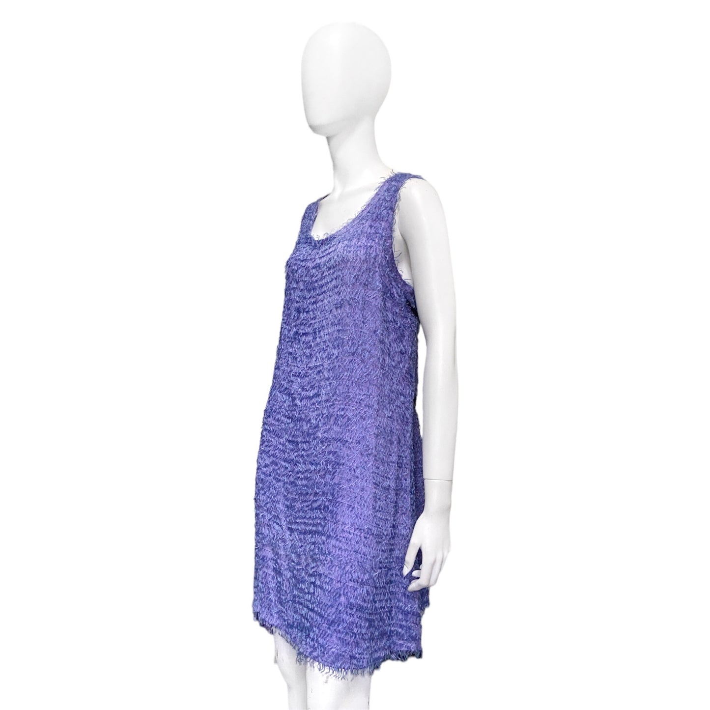 Ann Demeulemeester fall 2008 purple fur like fringe silk dress 36