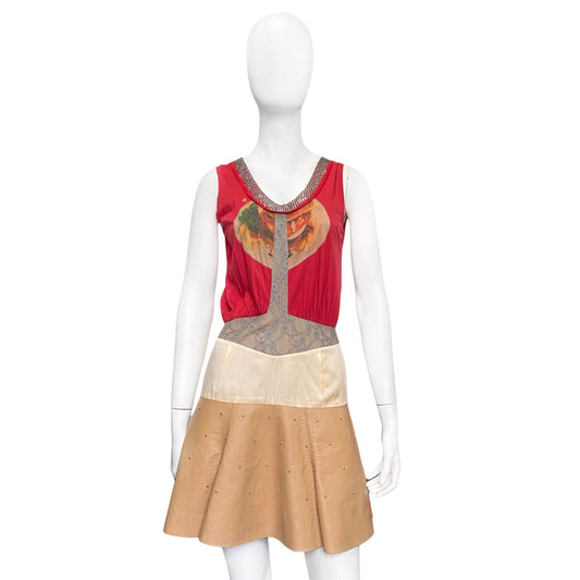 Undercover ss13 hamburger embossed silk mesh leather dress 1