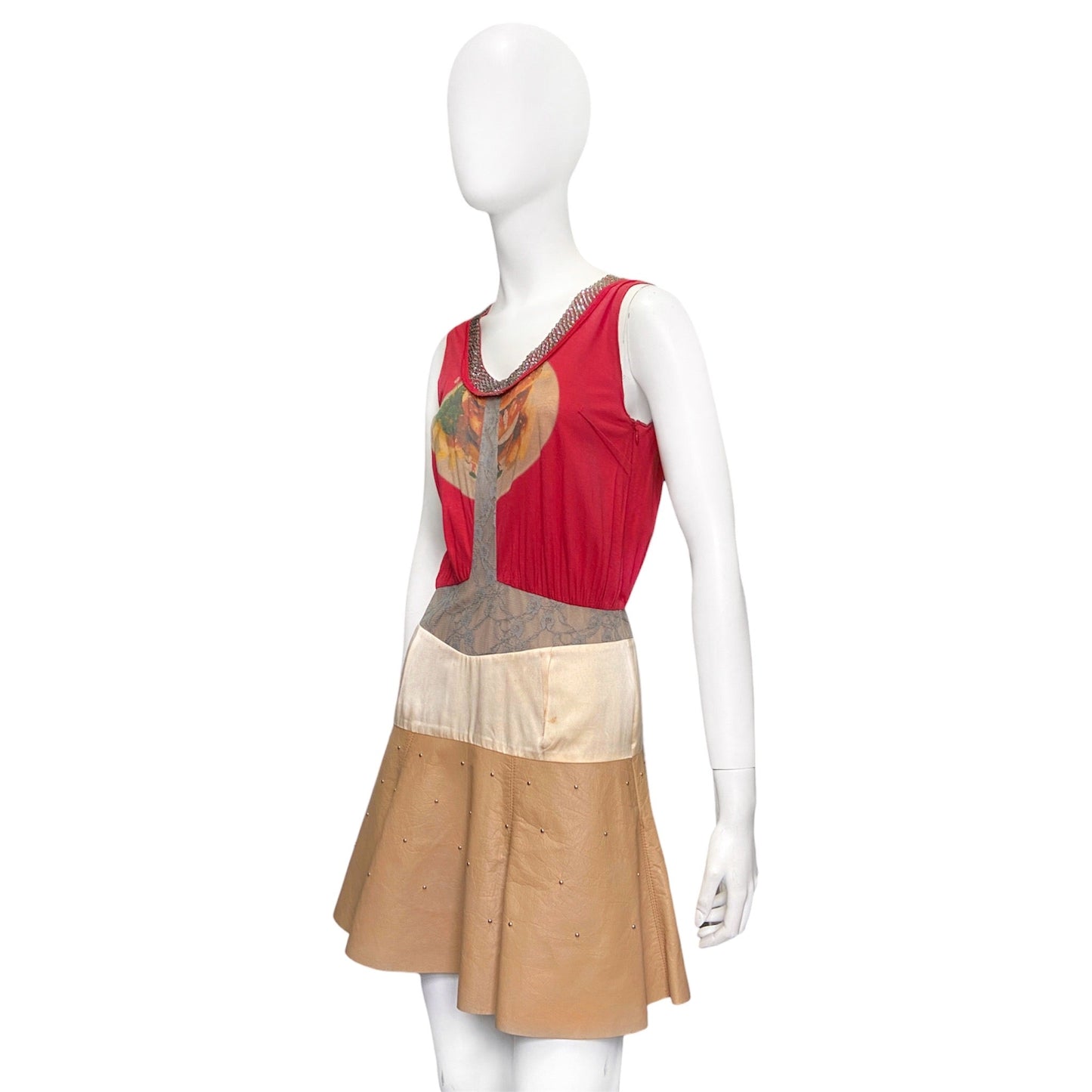 Undercover ss13 hamburger embossed silk mesh leather dress 1