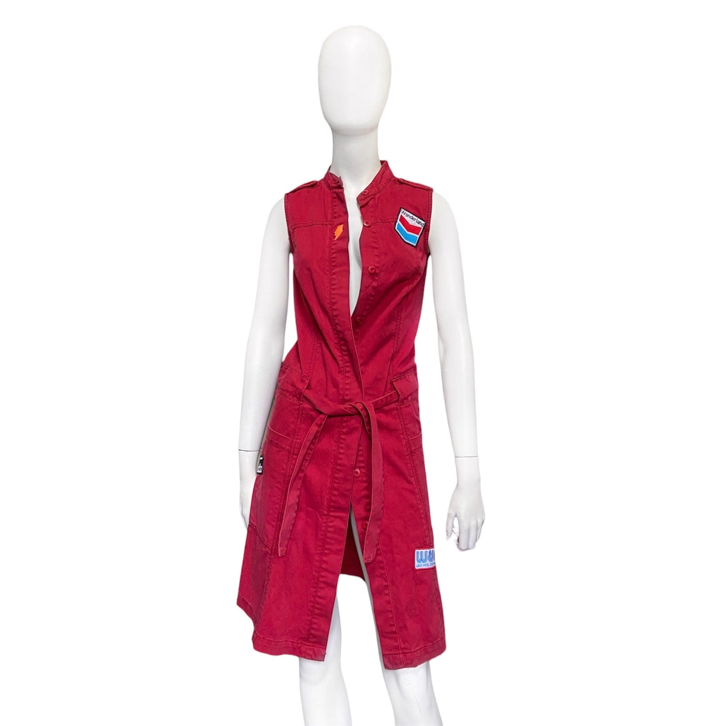 W< patch long vest dress