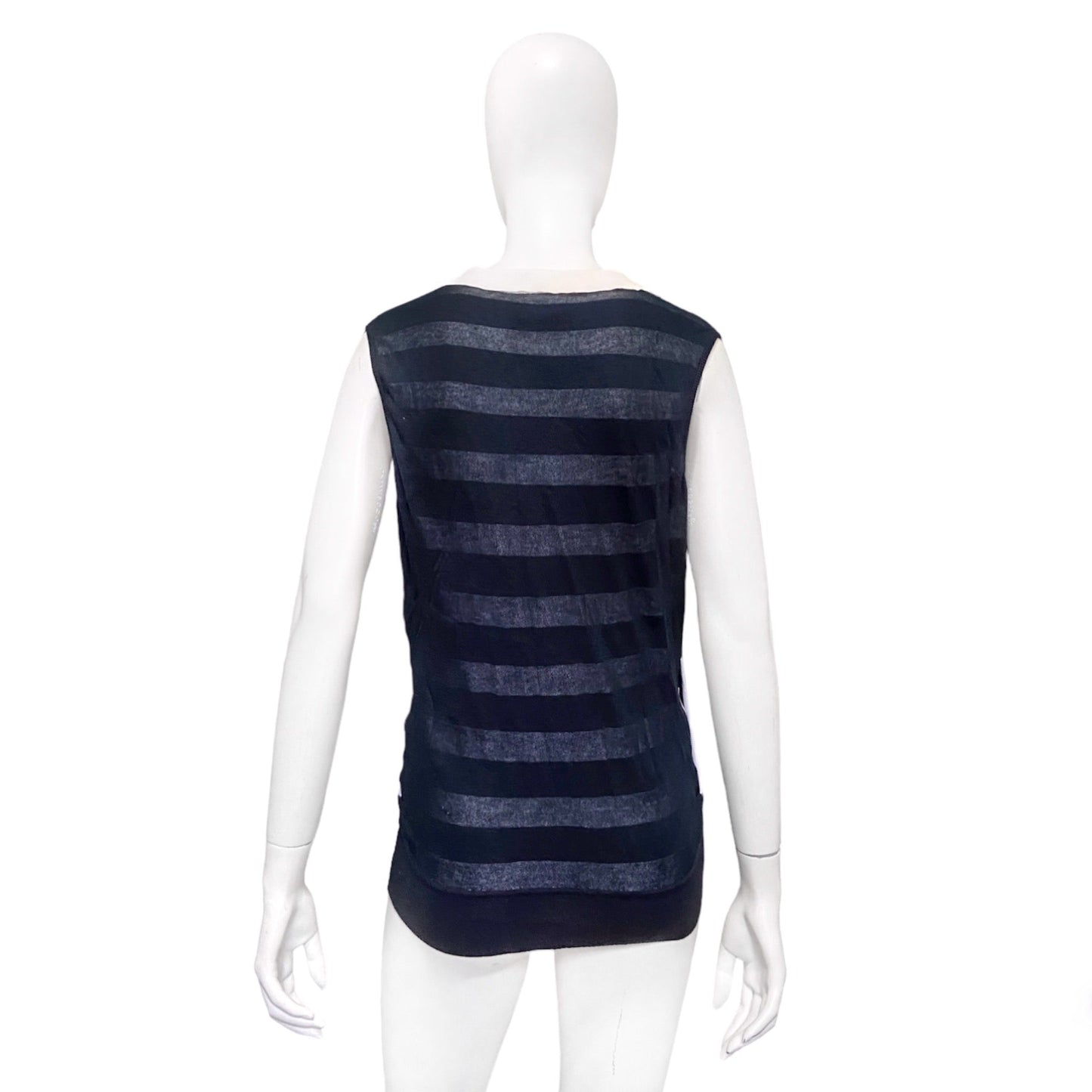 CHANEL 2010 p37 navy/white logo knit vest 38
