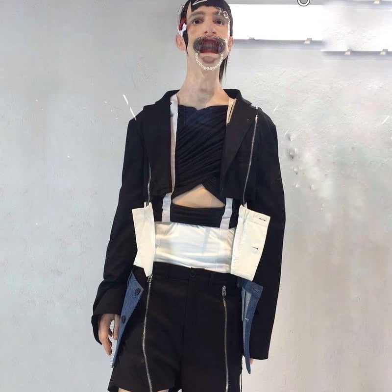 Hood By Air HBA ss16 deconstructed zipper blazer shirt jeans jacket S