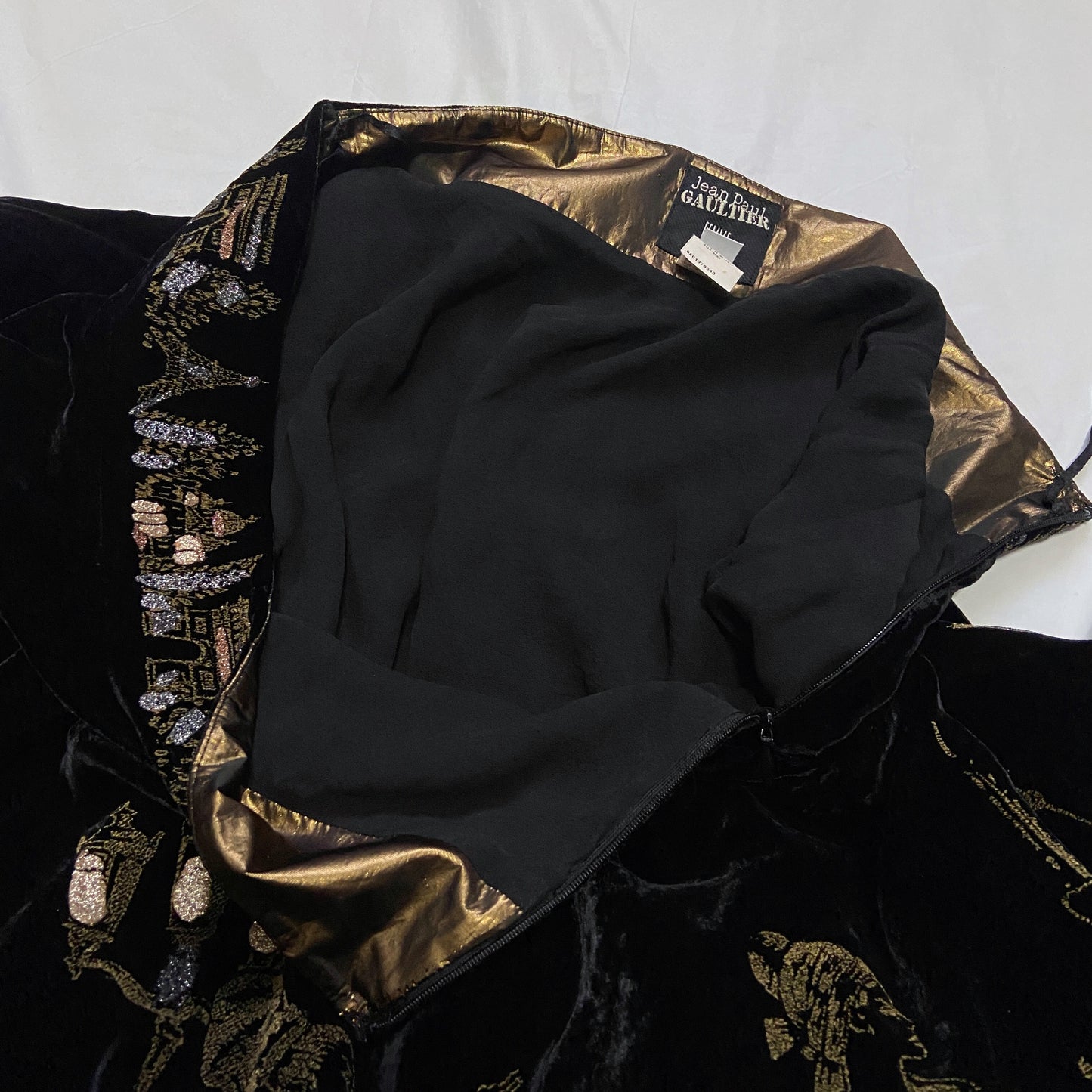 Jean Paul Gaultier Paris Black Gold Embroidered Skirt 42