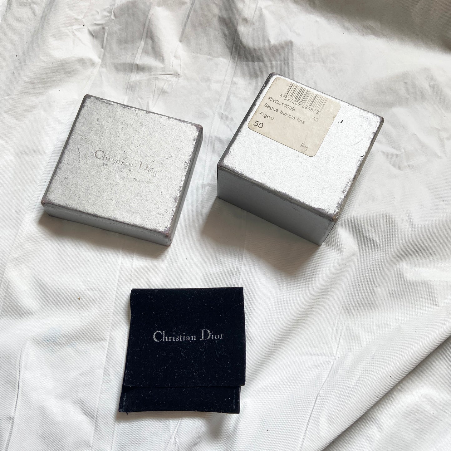 Dior Fall 2003 John Galliano Spell Out Crystal  Silver Rings Set