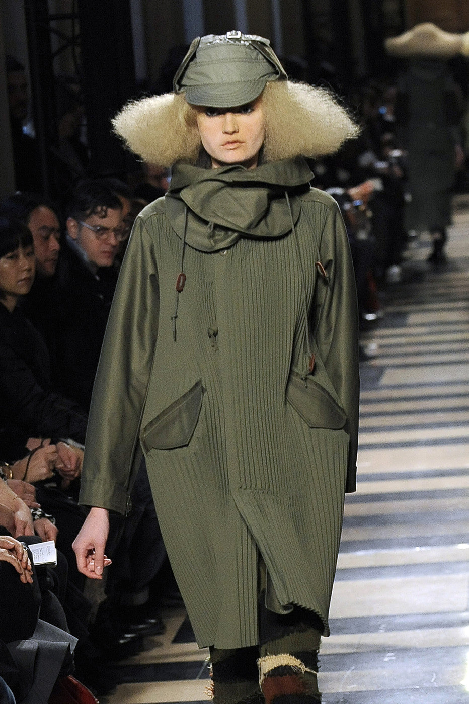 Junya Watanabe Fall 2010 pleated coat jacket with giant detachable hood