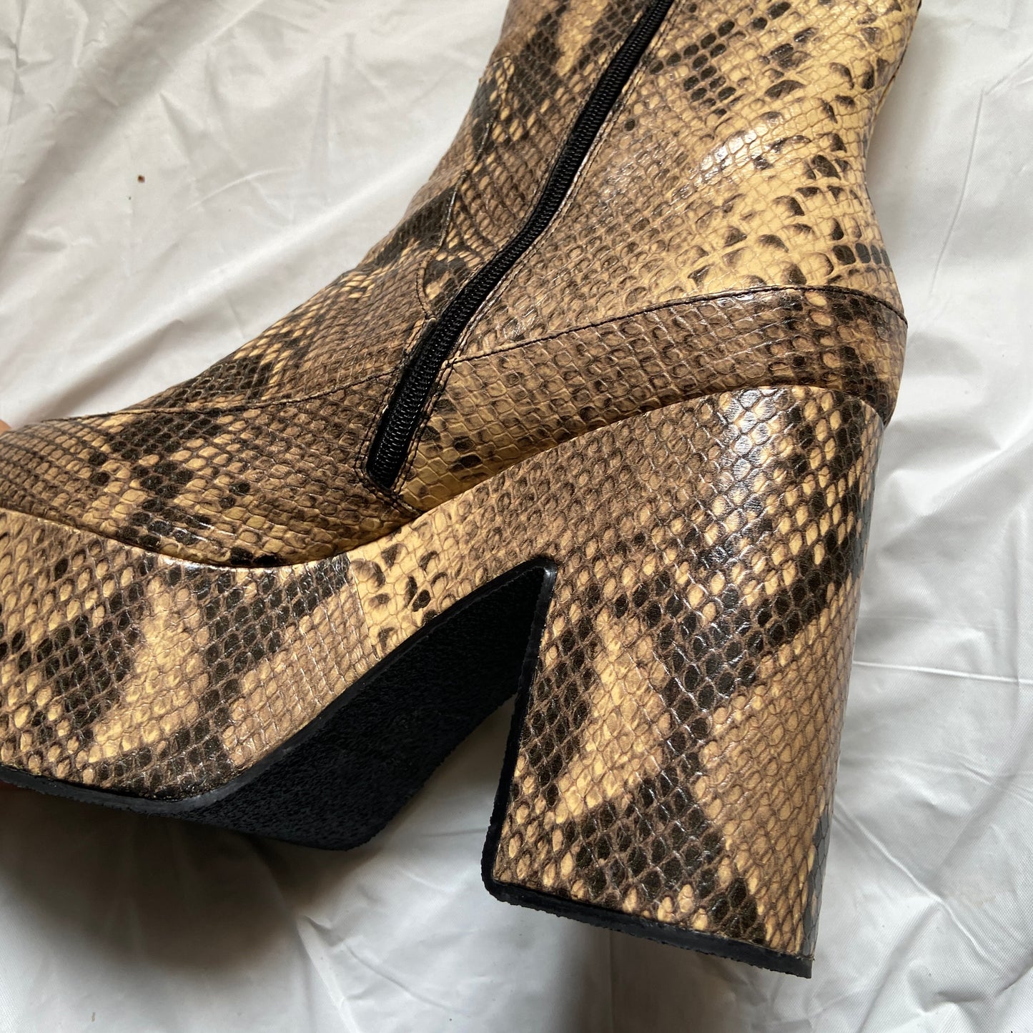 Dries Van Noten python texture calfskin platform boots 39