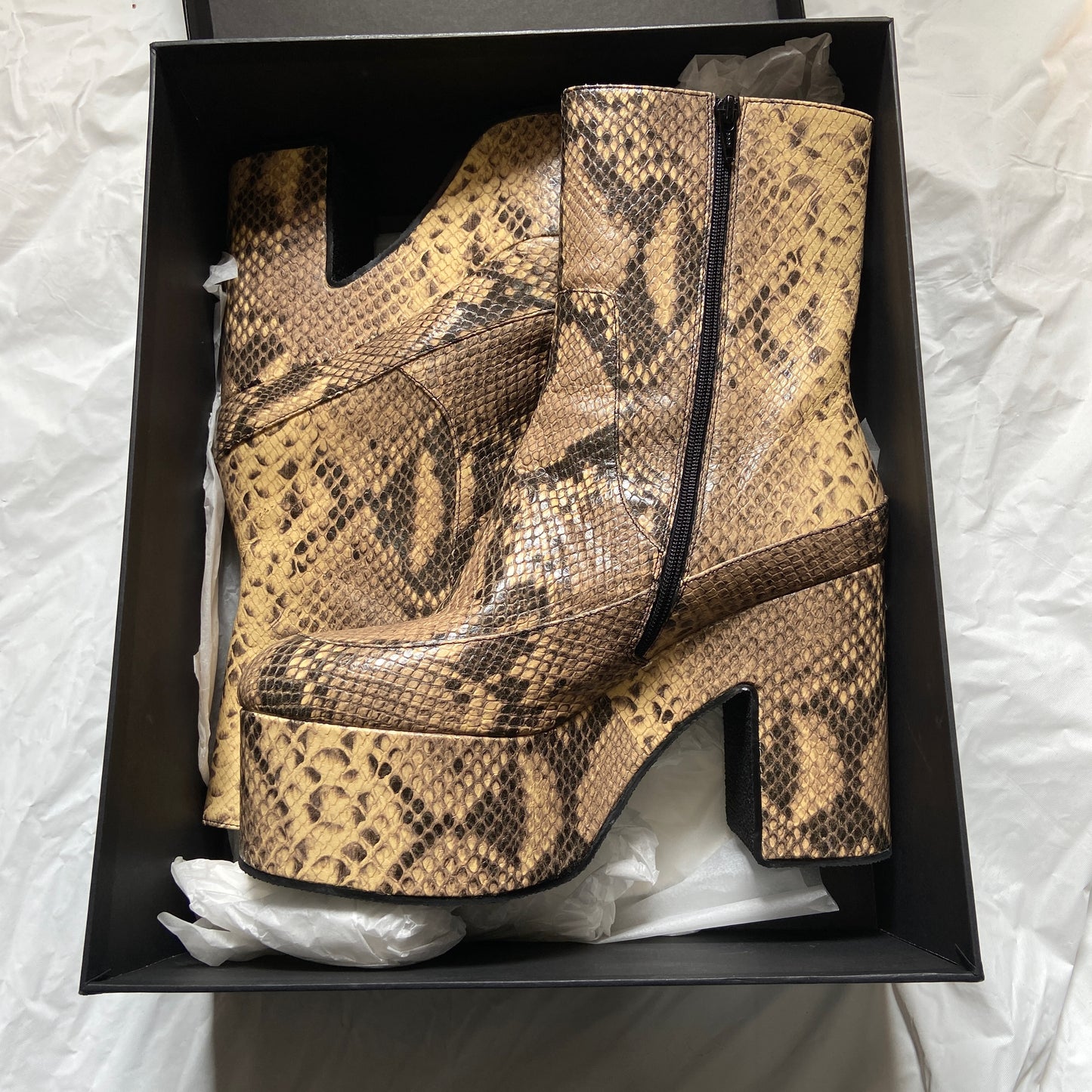 Dries Van Noten python texture calfskin platform boots 39