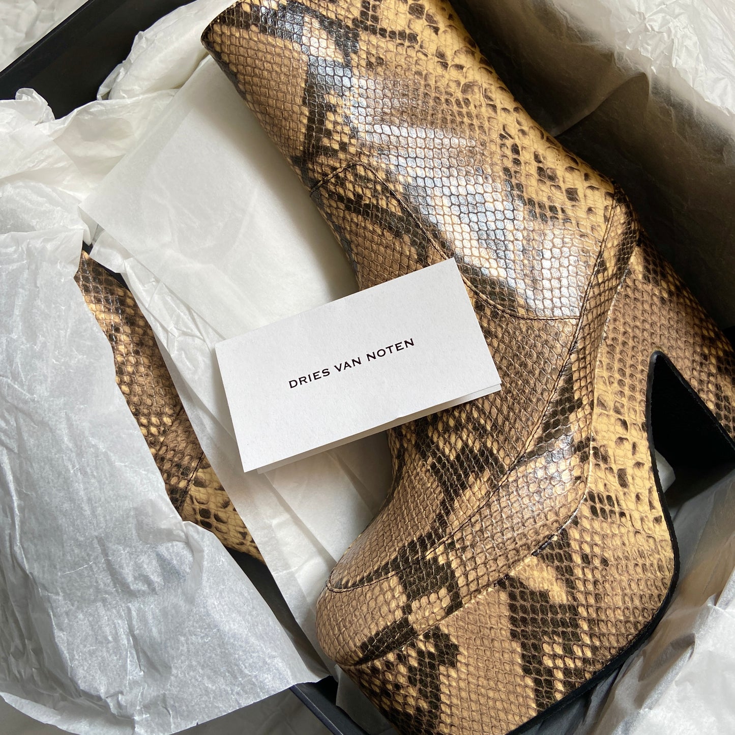 Dries Van Noten python texture calfskin platform boots 39