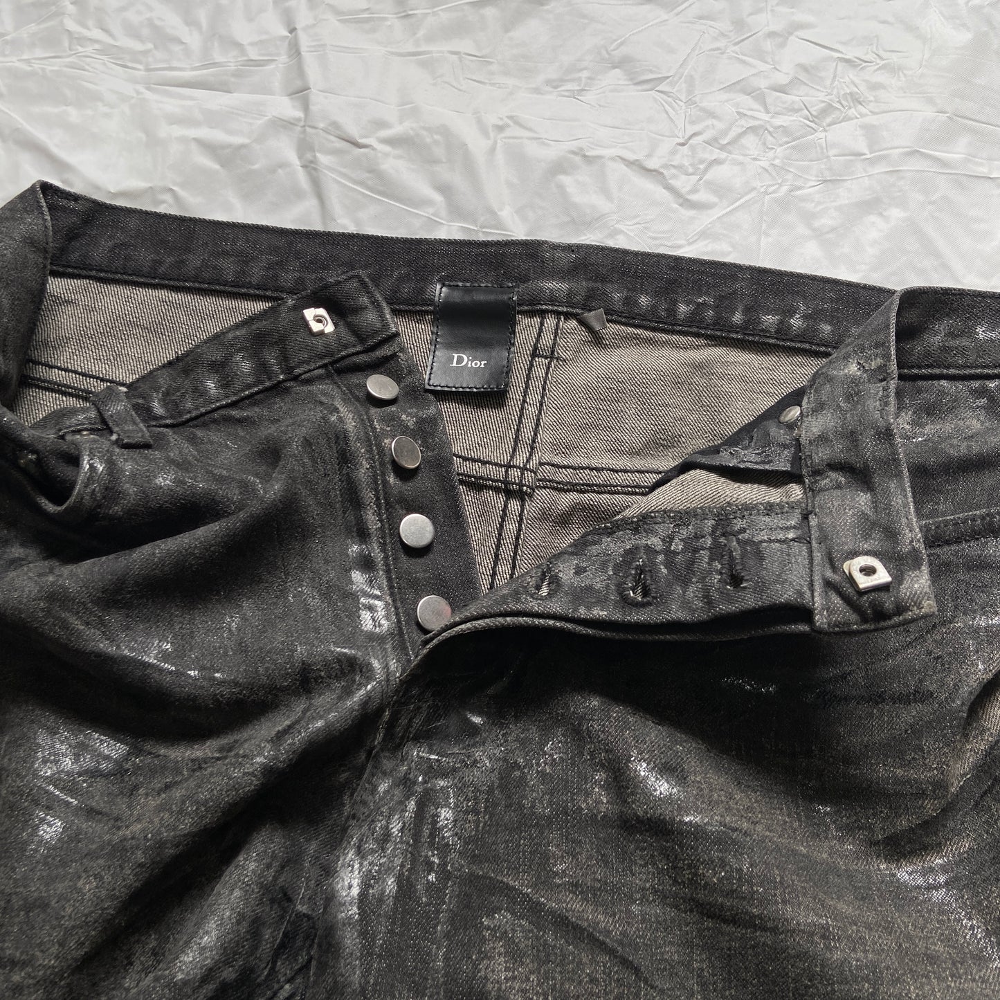Dior homme waxed clawmark denim jeans 33