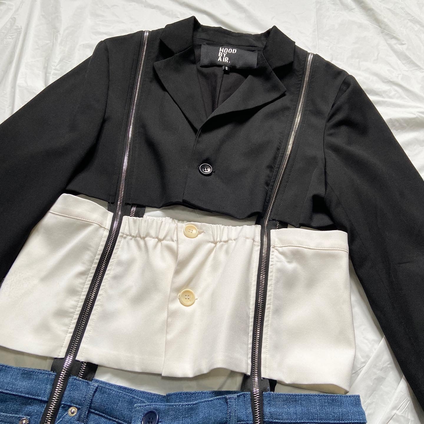 Hood By Air HBA ss16 deconstructed zipper blazer shirt jeans jacket S