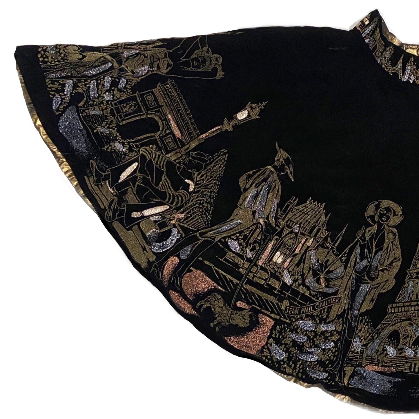Jean Paul Gaultier Paris Black Gold Embroidered Skirt 42