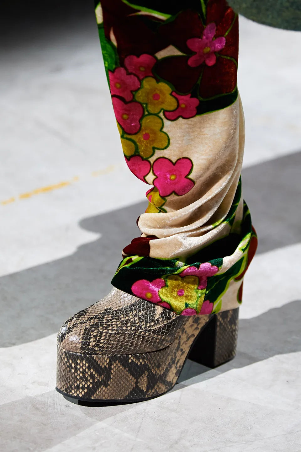 Dries Van Noten python texture calfskin platform boots 39
